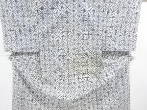 アンティーク　綿絽菱に華紋模様男物着物